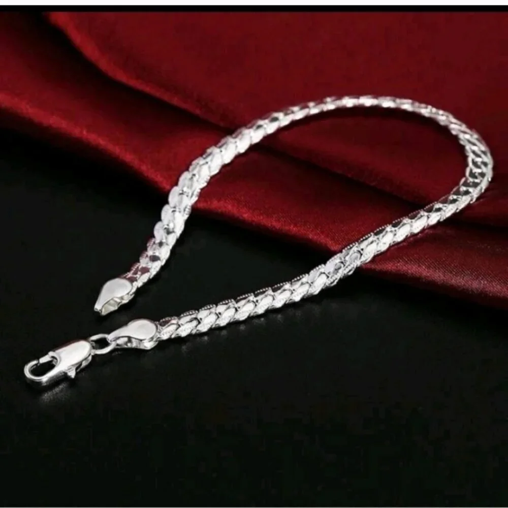 SILVER PLATED FLAT SNAKE CHAIN NECKLACE 21.5" - Picture 7 of 8